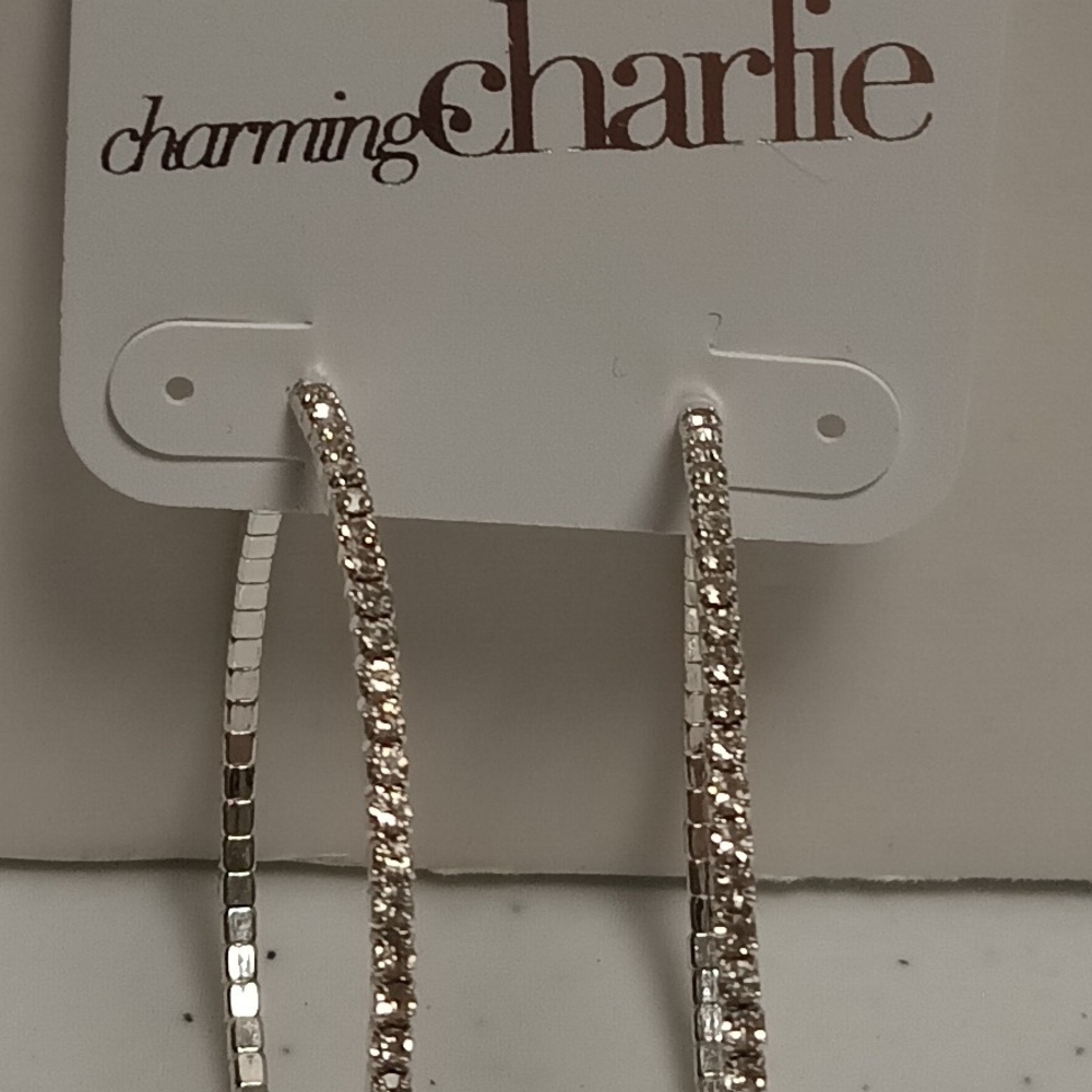 CHARMING CHARLIE RHINESTONE OVERSIZED HOOPS